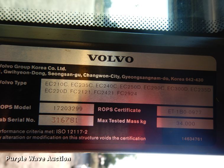 image for item DJ6542 2012 Volvo EC300DL  excavator