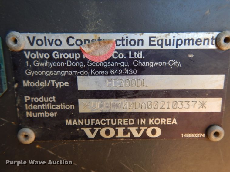 image for item DJ6542 2012 Volvo EC300DL  excavator