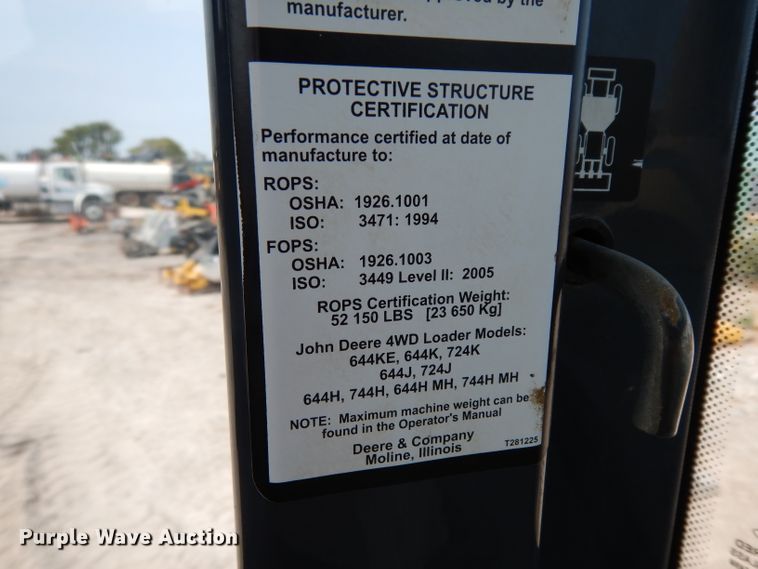 image for item DJ6546 2017 John Deere 644K  wheel loader