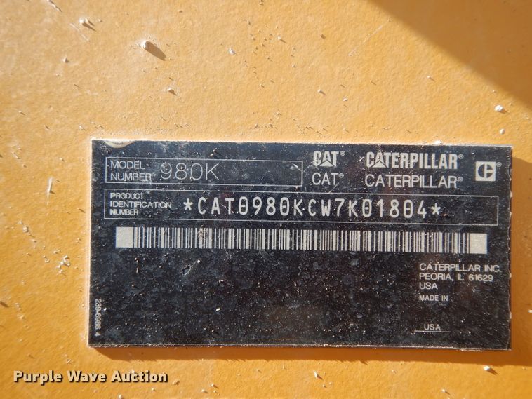 image for item DJ6552 2013 Caterpillar 980K  wheel loader