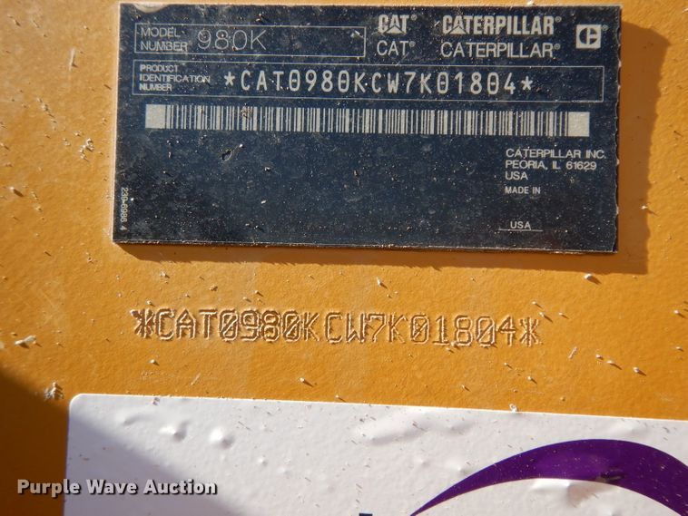 image for item DJ6552 2013 Caterpillar 980K  wheel loader