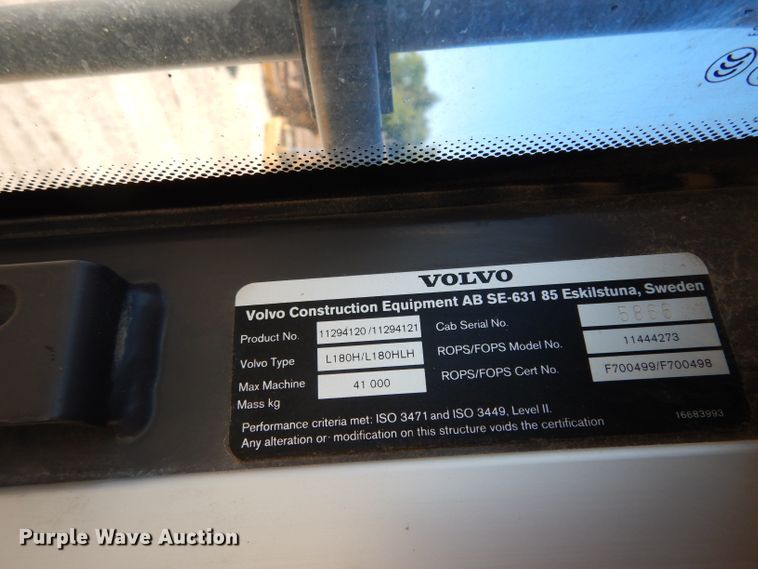 image for item DJ6553 2014 Volvo L180H  wheel loader