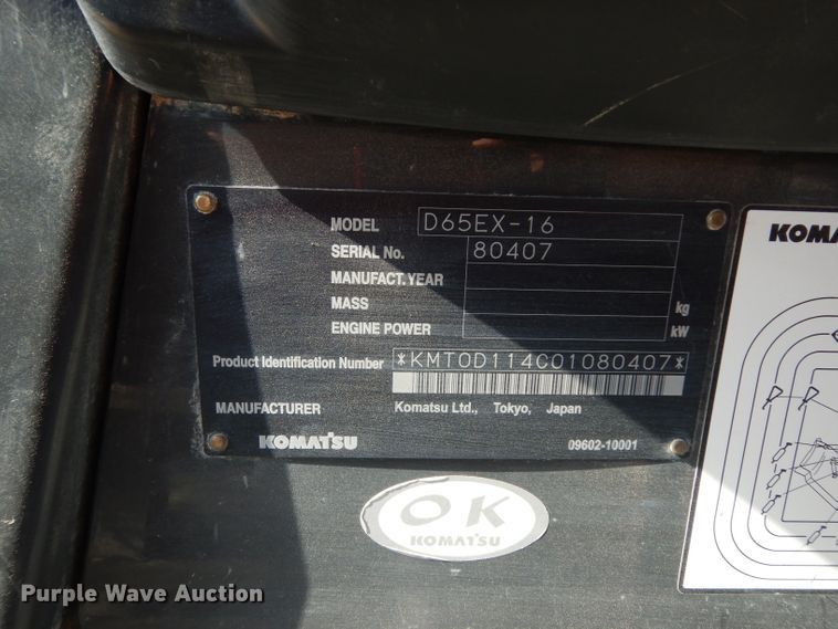 image for item DJ6556 2011 Komatsu D65EX-16   dozer