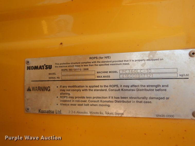 image for item DJ6557 2014 Komatsu PC360LC-10  excavator