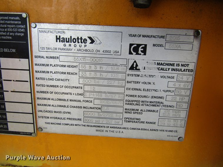 image for item GQ9169 2015 Haulotte 55XA  boom lift