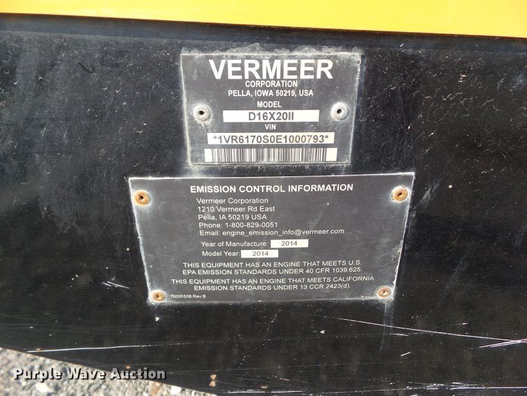 image for item HF9577 2014 Vermeer D16X20 Series II  directional boring unit