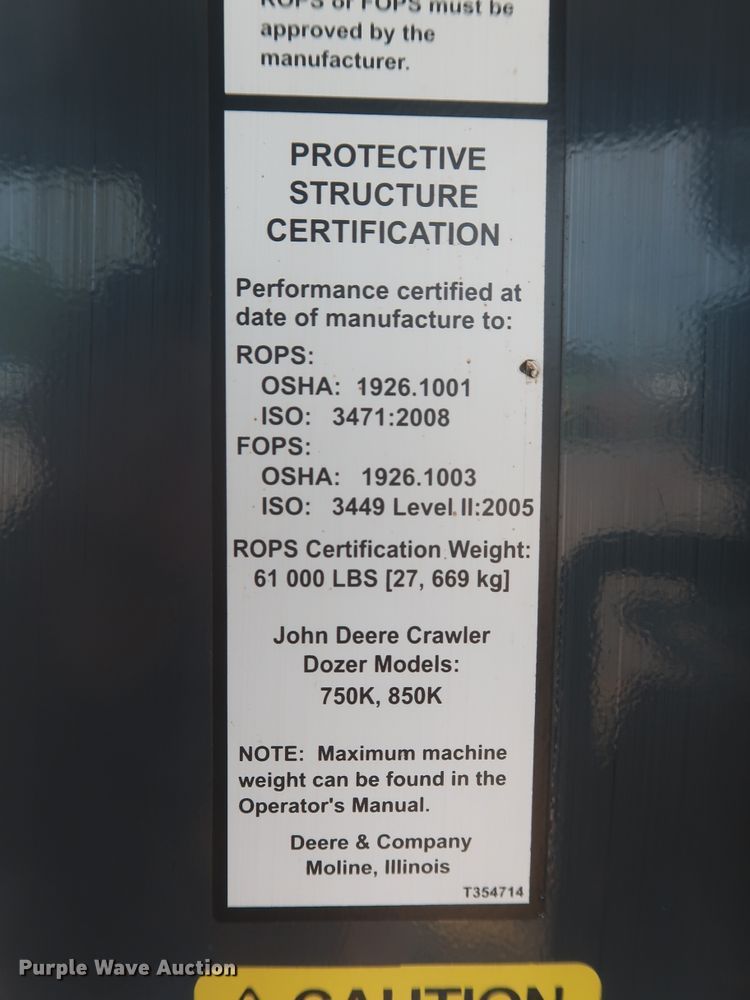 image for item HJ9368 2015 John Deere 750K WLT  dozer