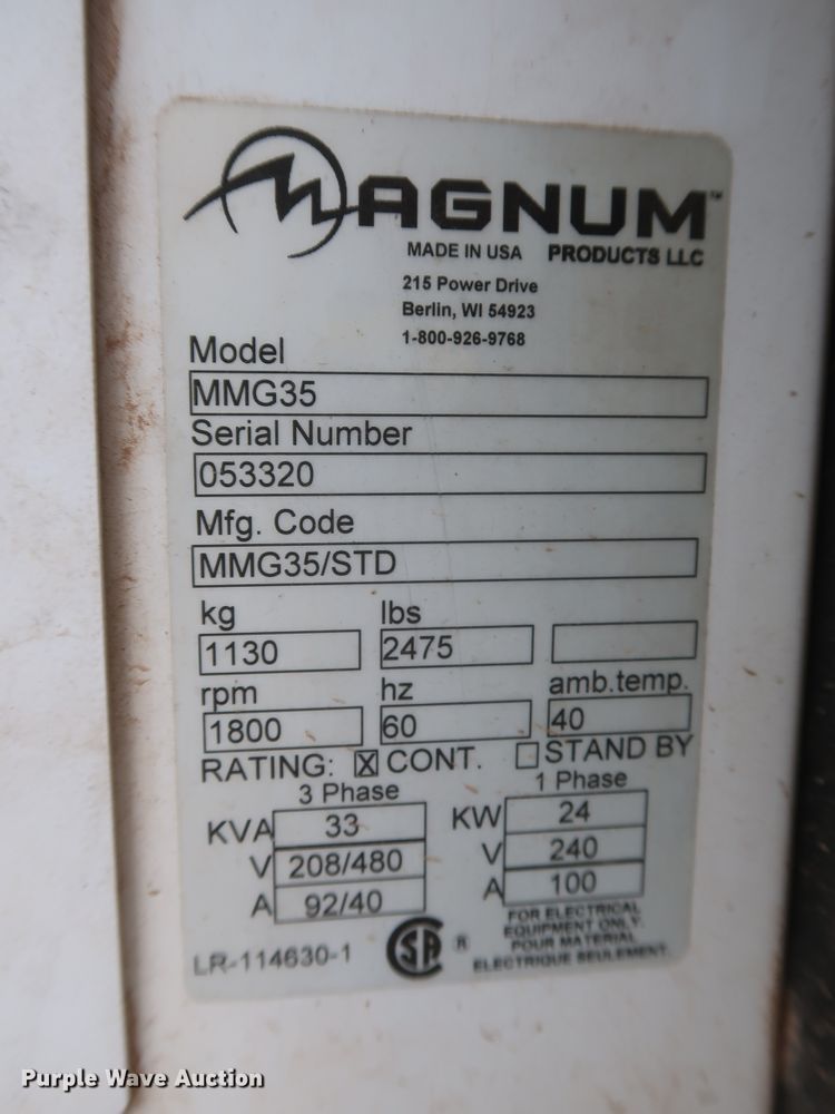 image for item HJ9370 2005 Magnum MMG35  generator set