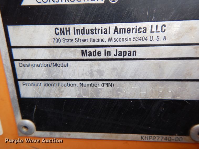 image for item HJ9626 2016 Case CX210D   excavator