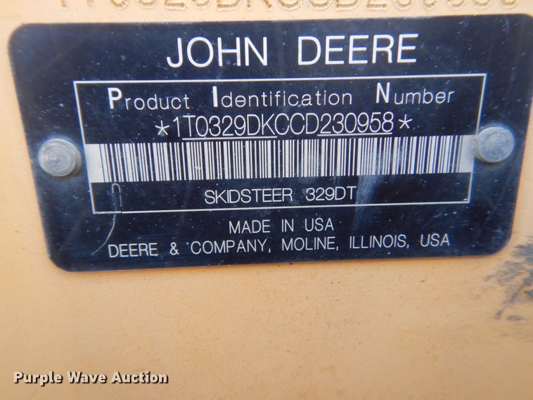 image for item HP9807 2012 John Deere 329D  tracked skid steer loader