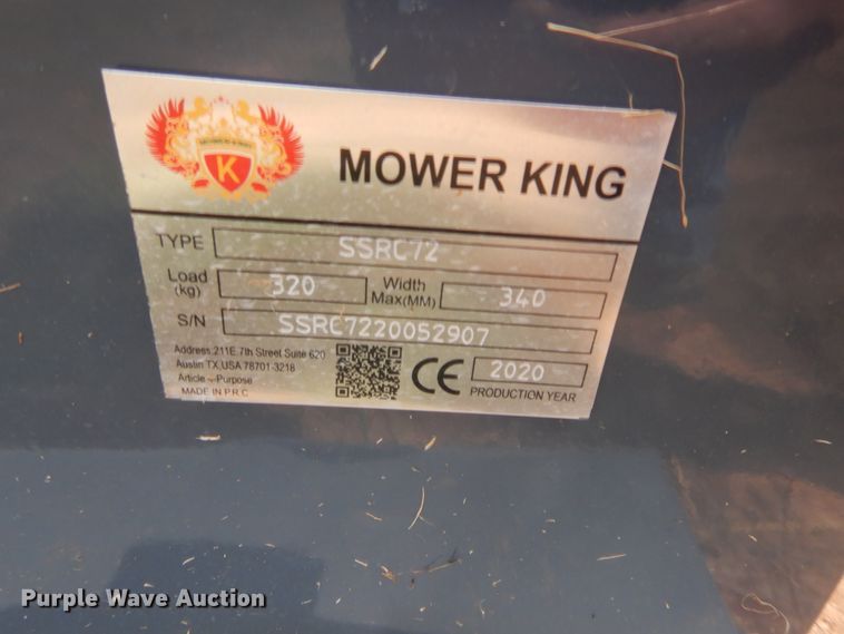 image for item HW9307 2020 Mower King SSRC72 skid steer rotary mower