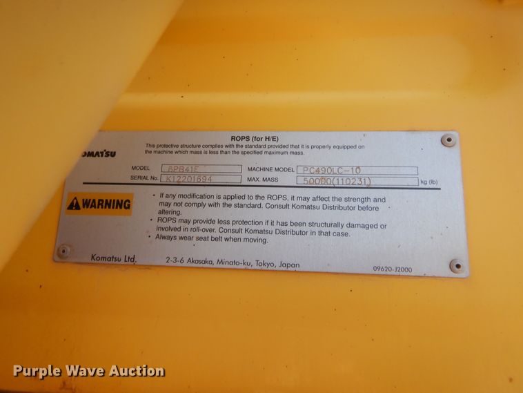 image for item HW9327 2013 Komatsu PC490LC-10  excavator