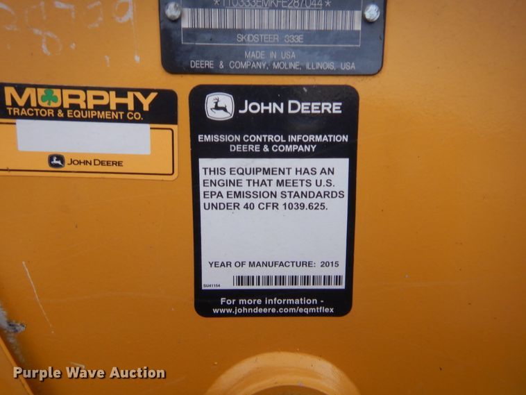 image for item HW9331 2015 John Deere 333E  tracked skid steer loader