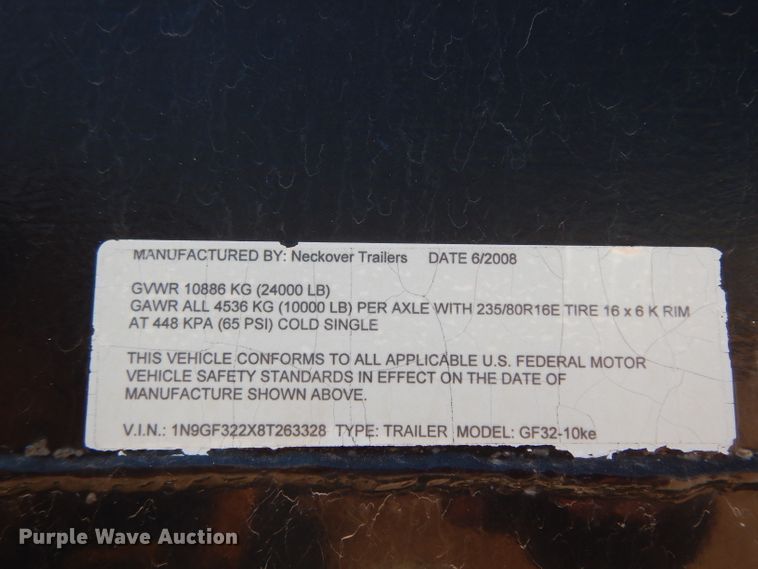 image for item DJ1027 2009 Neckover equipment trailer