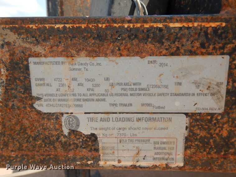 image for item DJ1030 2014 Buck Dandy utility trailer