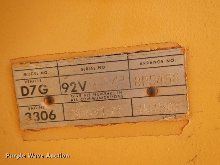 image for item DJ1034 1977 Caterpillar D7G  crawler dozer