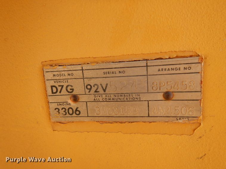 image for item DJ1034 1977 Caterpillar D7G  crawler dozer