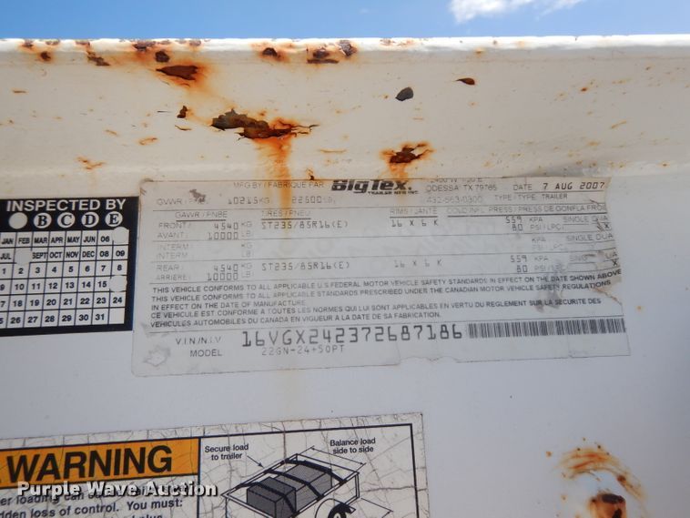 image for item DJ1037 2008 Big Tex equipment trailer