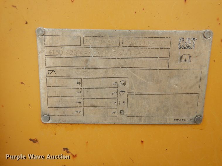 image for item DJ1038 2010 Caterpillar 420E  backhoe