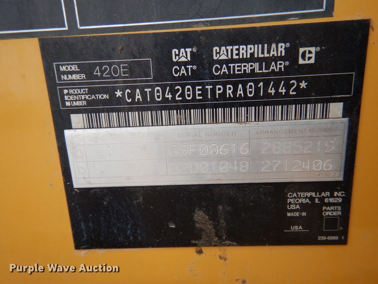 image for item DJ1038 2010 Caterpillar 420E  backhoe