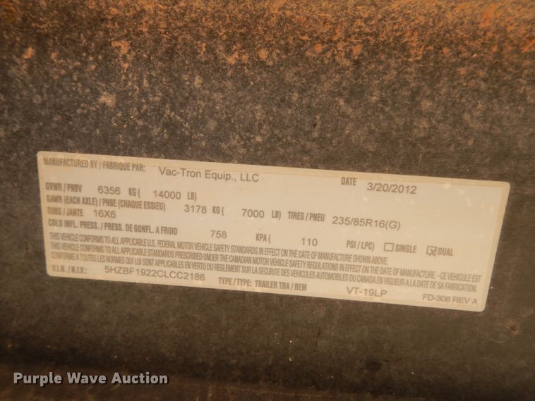 image for item DJ1045 2012 Vermeer LP855DT vacuum excavator