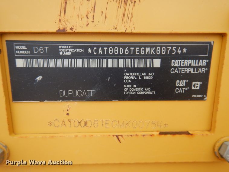 image for item DJ1066 2012 Caterpillar D6T XL  dozer