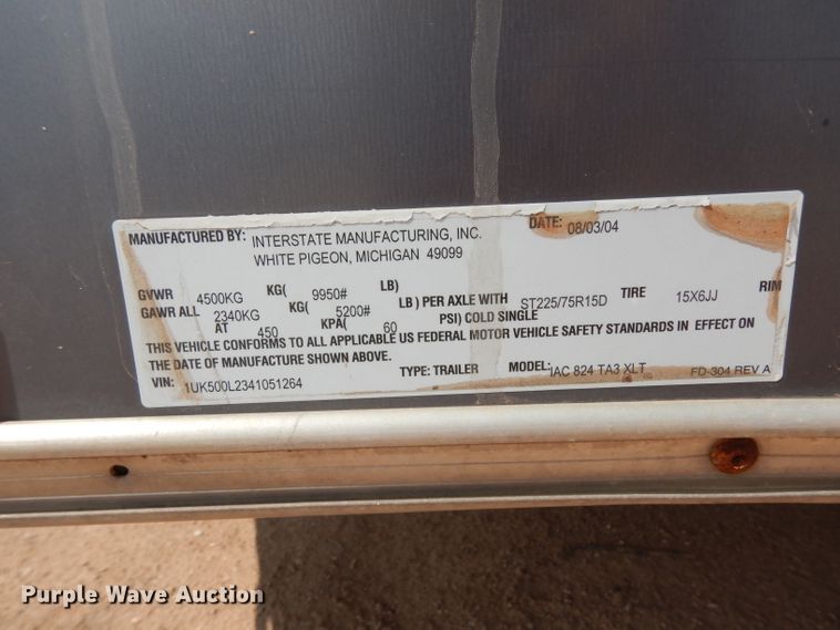 image for item DJ6528 2004 Interstate enclosed cargo trailer