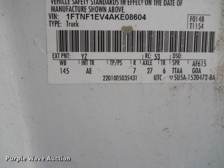 image for item DE4510 2010 Ford F150  pickup truck