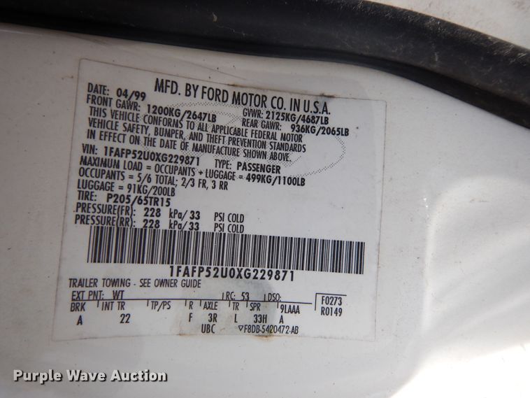 image for item DG6305 1999 Ford Taurus LX