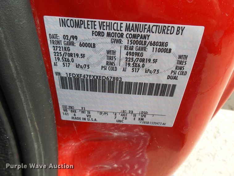 image for item DH3942 1999 Ford F450 Super Duty XL  rescue fire truck