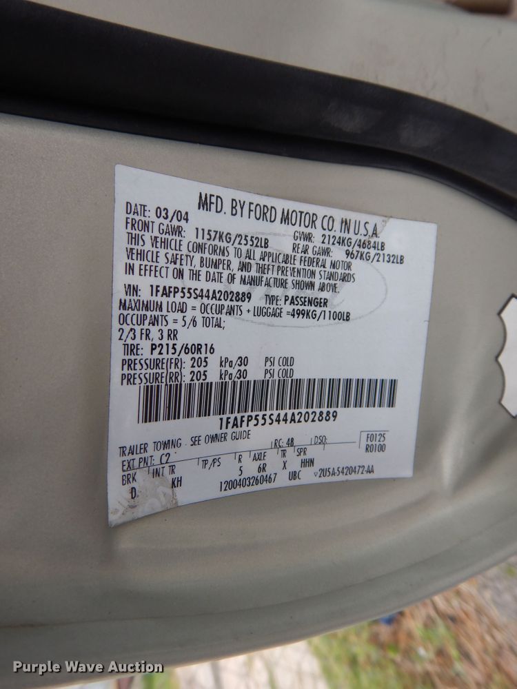 image for item DI7747 2004 Ford Taurus SES