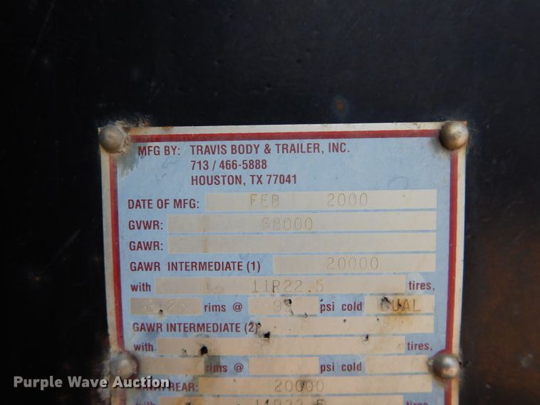 image for item DI8300 2000 Travis end dump trailer