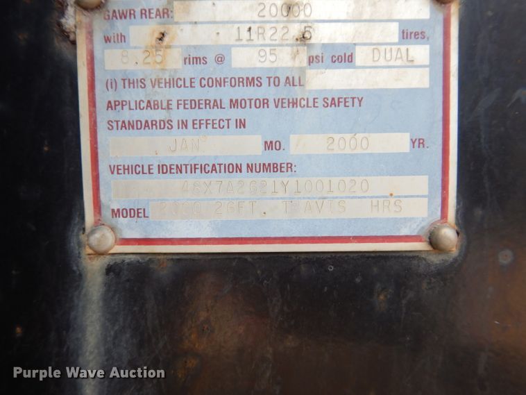 image for item DI8300 2000 Travis end dump trailer