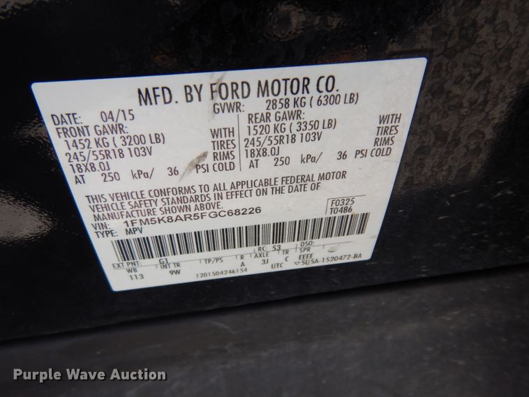 image for item DJ4445 2015 Ford Explorer Police Interceptor  SUV