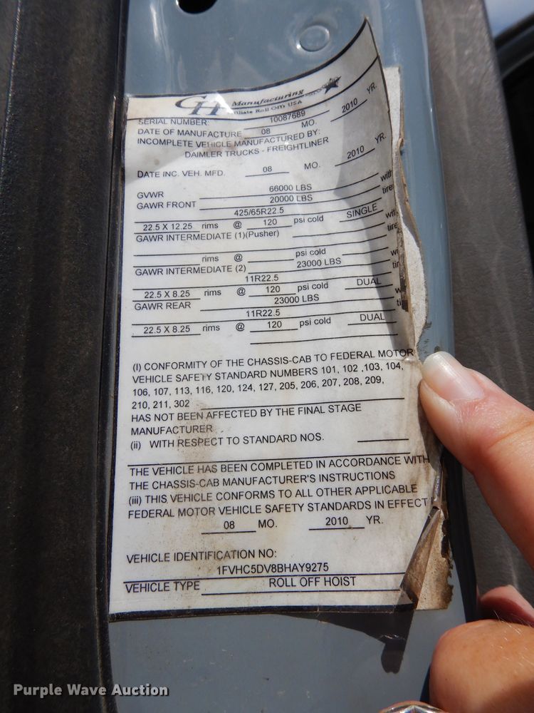 image for item DJ6750 2011 Freightliner Business Class M2  roll off container truck