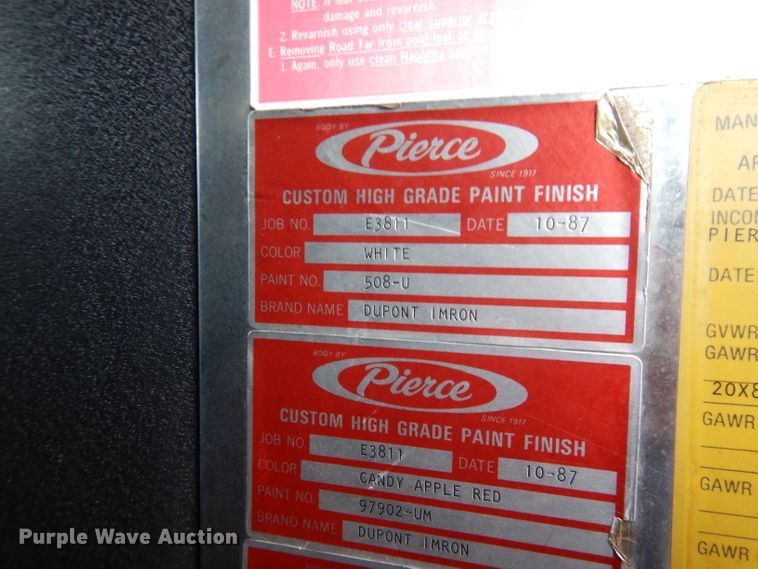 image for item DJ6807 1987 Pierce Lance  fire truck