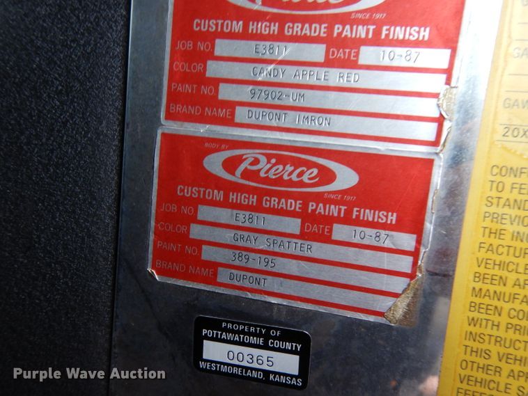 image for item DJ6807 1987 Pierce Lance  fire truck