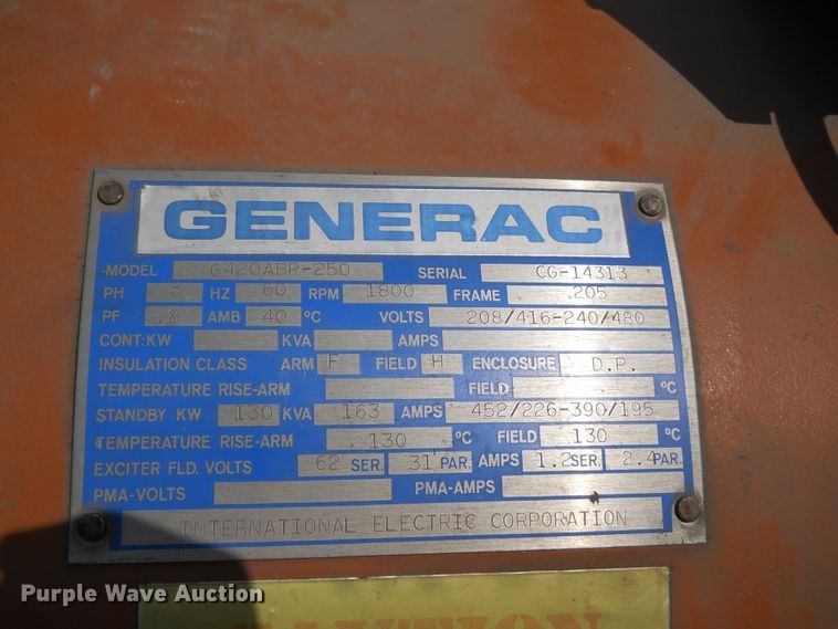 image for item EY9563 Generac G420ABP-250  generator