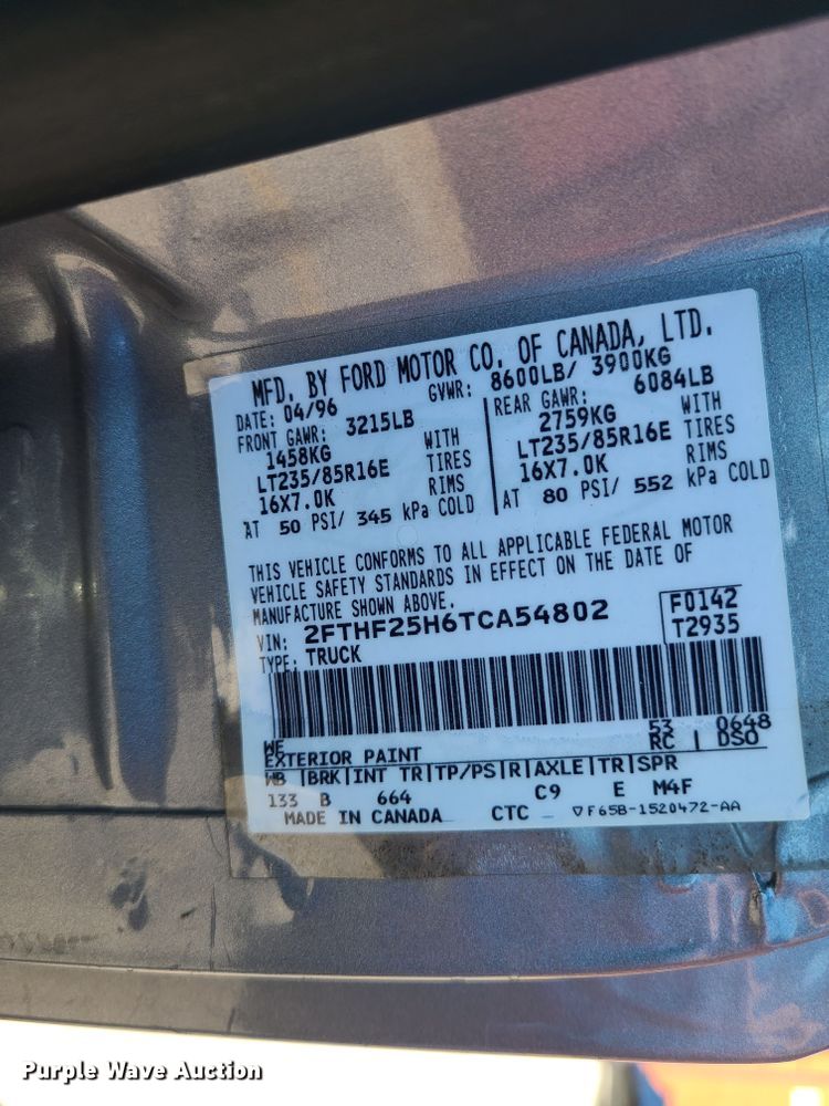 image for item GY9469 1996 Ford F250  pickup truck