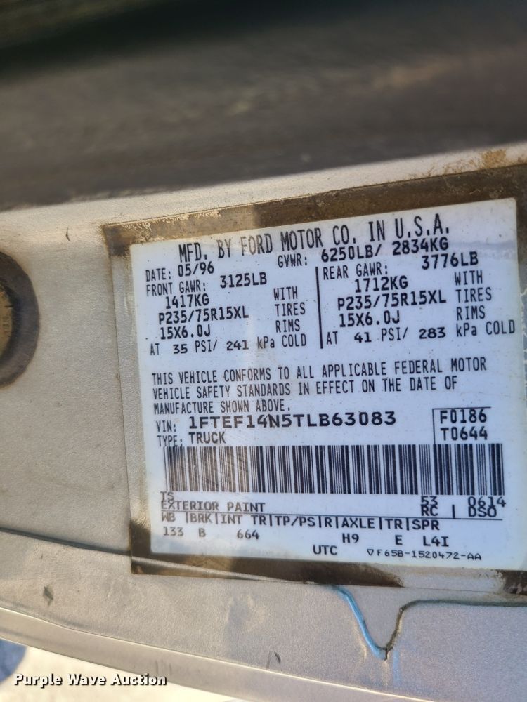 image for item GY9475 1996 Ford F150  pickup truck