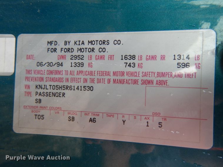 image for item HA9328 1994 Ford Aspire