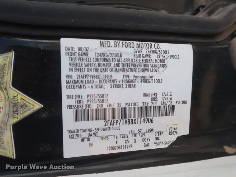 image for item HB9412 2008 Ford Crown Victoria Police Interceptor