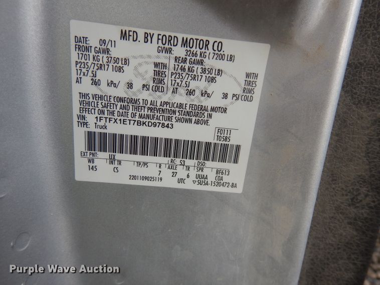 image for item HD9383 2011 Ford F150 XL  SuperCab pickup truck