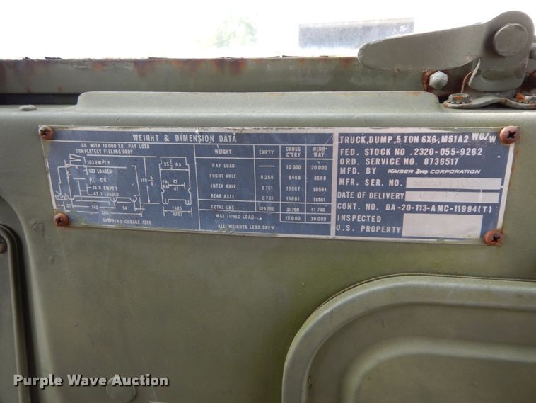 image for item HJ9647 1967 Kaiser M51A2  dump truck