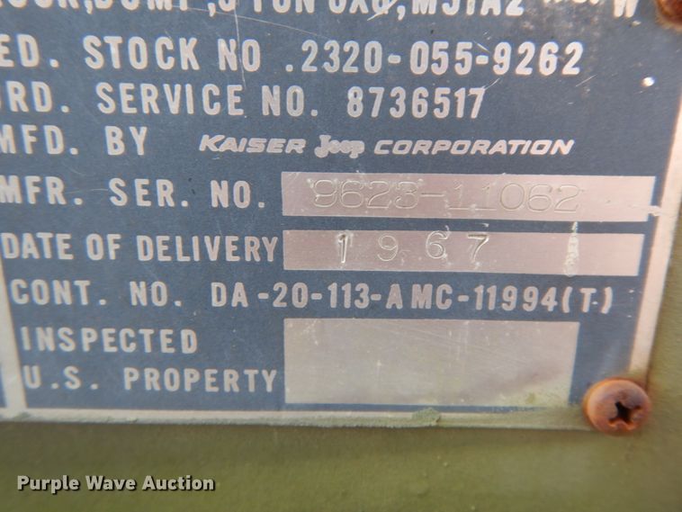 image for item HJ9647 1967 Kaiser M51A2  dump truck