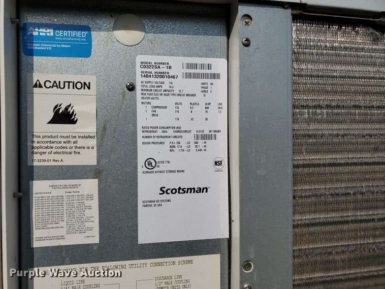 image for item HO9542 Scotsman C0322SA-B ice machine