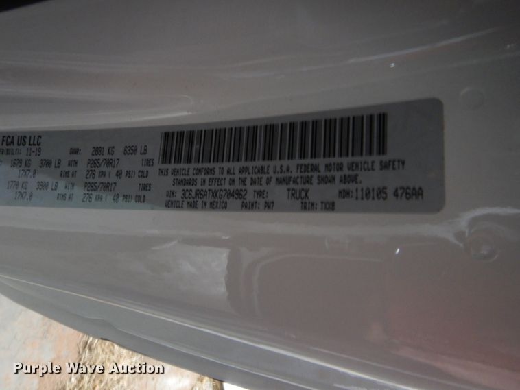 image for item HW9358 2019 Dodge Ram 1500  pickup truck