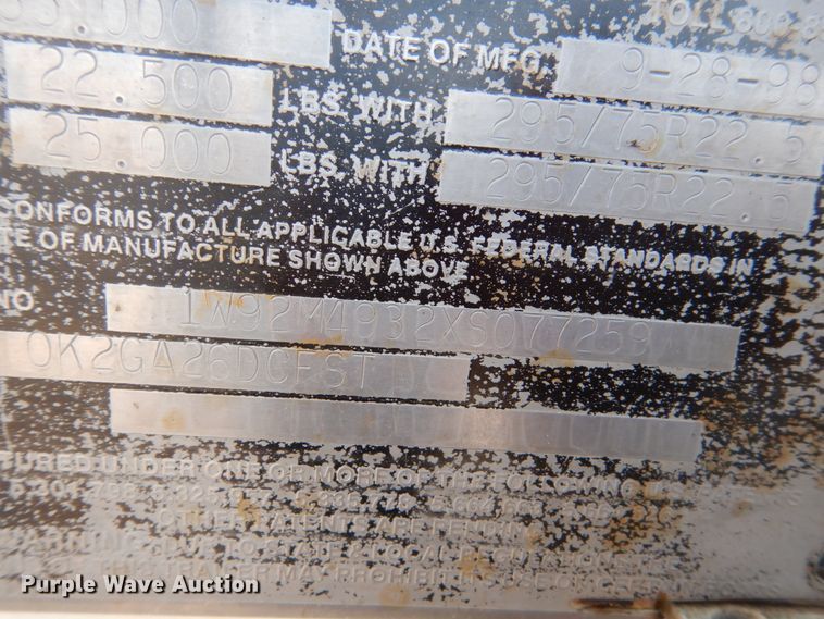 image for item HV9889 1999 Wilkens OK2GA26DCFST live bottom trailer