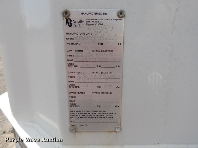 image for item DI0425 2015 Neville Built livestock trailer