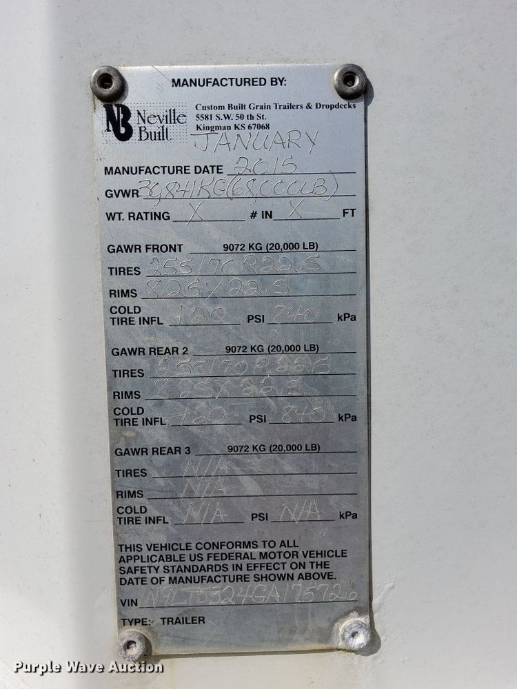 image for item DI0425 2015 Neville Built livestock trailer